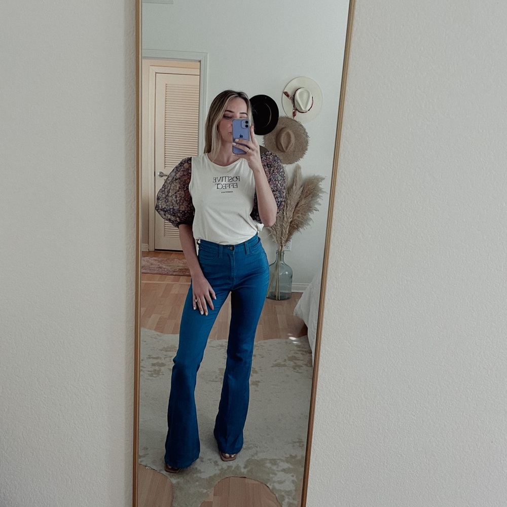 Zara t-shirt with organza sleeves